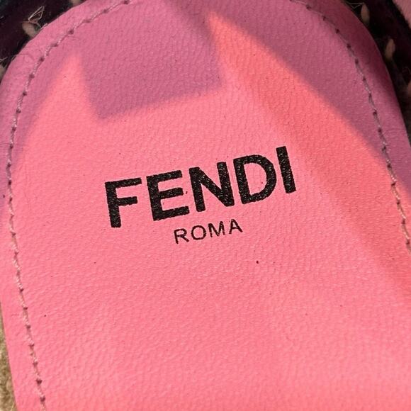 Fendi Pink Black White Monster Eyes Canvas Slip On Espdrilles Womens 38 / US 8 - Picture 2 of 8
